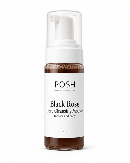 POSH Black Rose Deep Cleansing Mousse | Rose Water + African Black Soap Cleanser