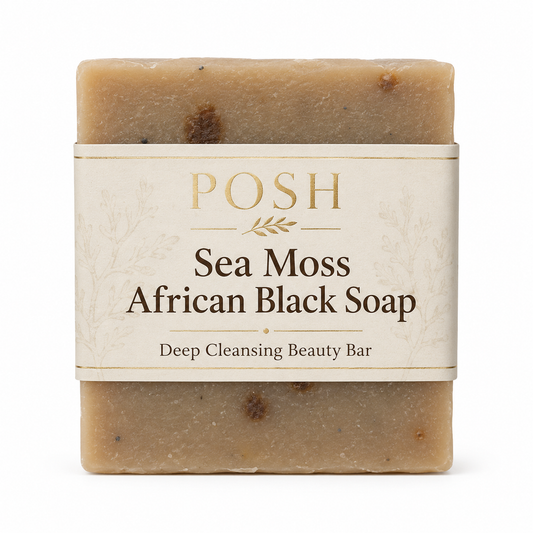 POSH Sea Moss African Black Soap | Deep Cleansing Beauty Bar