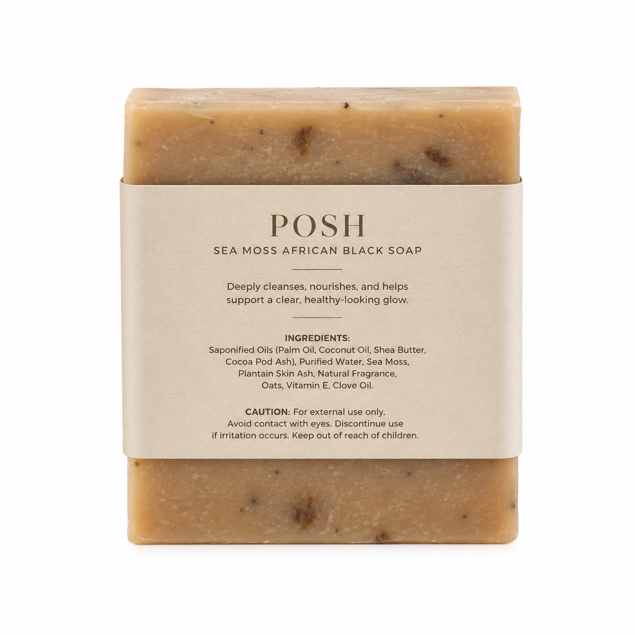 POSH Sea Moss African Black Soap | Deep Cleansing Beauty Bar