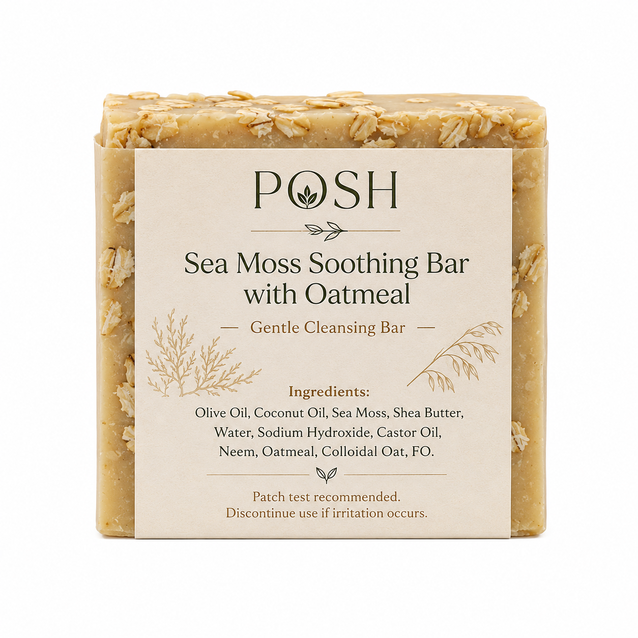 POSH Sea Moss Soothing Bar with Oatmeal | Gentle Cleansing Bar