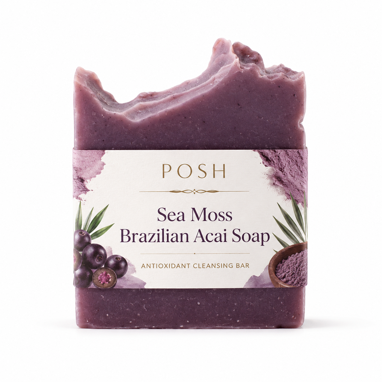 POSH Sea Moss Brazilian Açaí Soap | Antioxidant Cleansing Bar