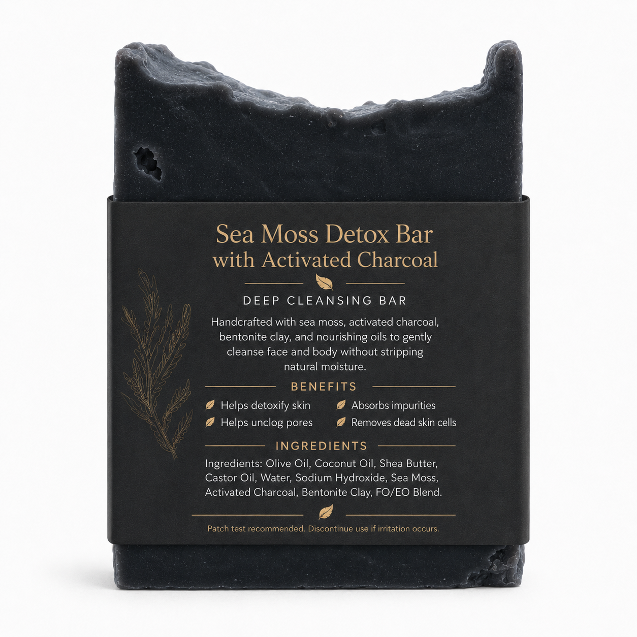 POSH Sea Moss Detox Bar with Activated Charcoal | Deep Cleansing Bar