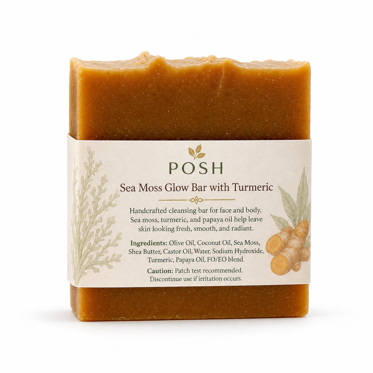 POSH Sea Moss Glow Bar with Turmeric | Brightening Cleansing Bar