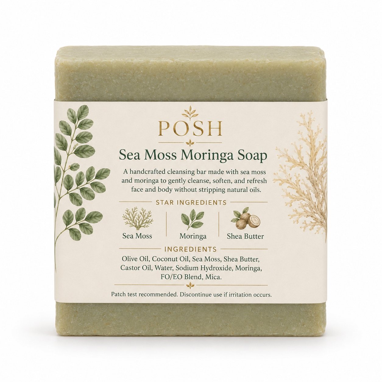 POSH Sea Moss Moringa Soap | Nourishing Cleansing Bar
